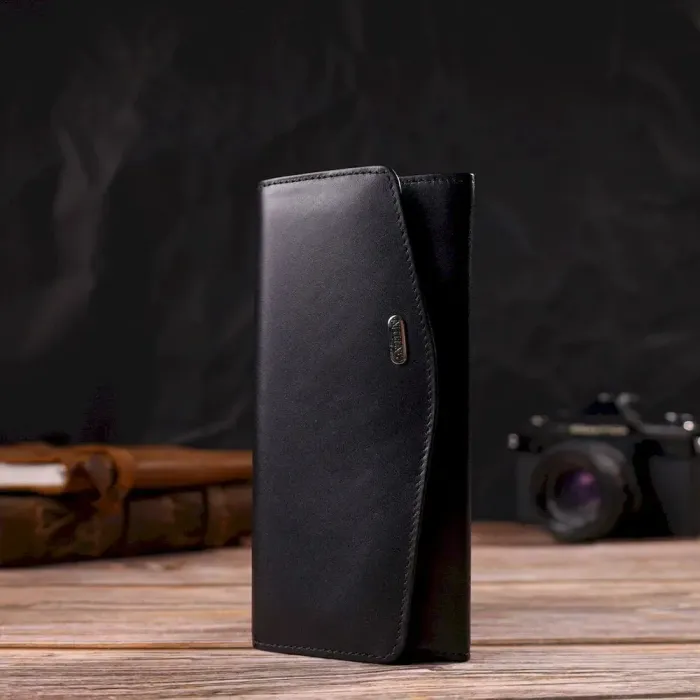 Шикарный женский кошелек с удобным функционалом кожаный CANPELLINI 21724 Черный