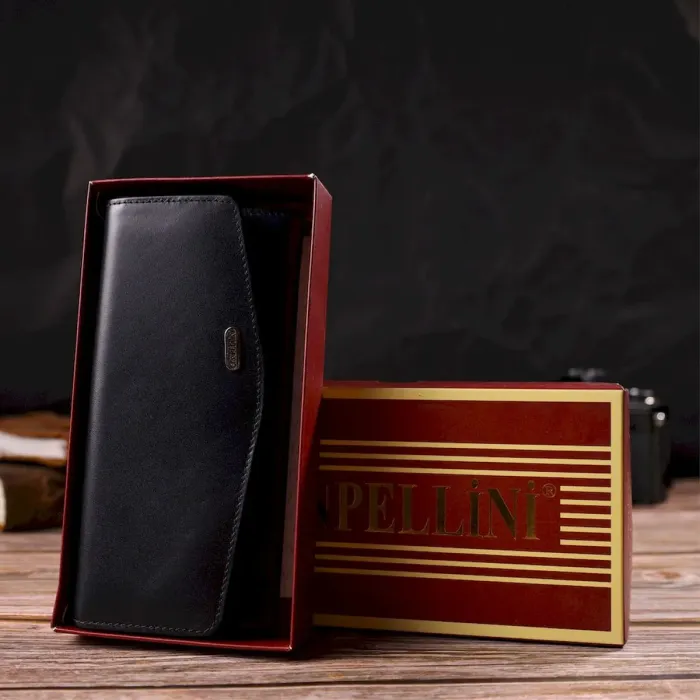 Шикарный женский кошелек с удобным функционалом кожаный CANPELLINI 21724 Черный