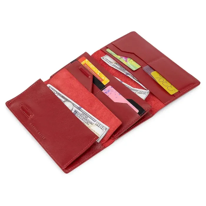 Шикарний жіночий гаманець у три складання GRANDE PELLE 11564 Червоний