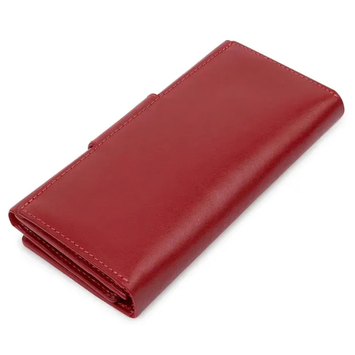 Шикарний жіночий гаманець у три складання GRANDE PELLE 11564 Червоний