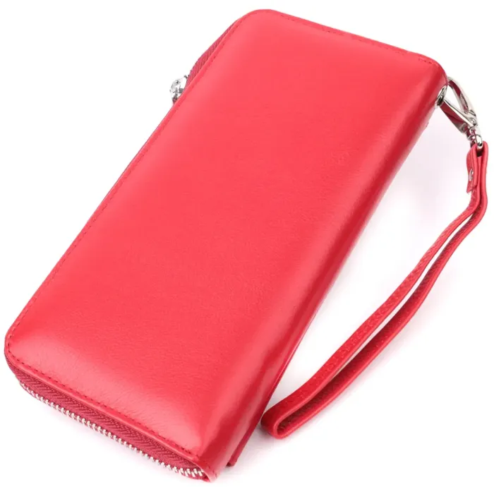 Симпатичний гаманець-клатч із ручкою для носіння в руці з натуральної шкіри ST Leather 22530 Червоний