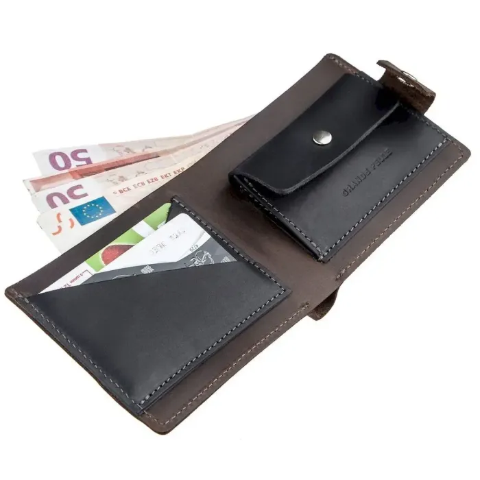 Солідне чоловіче портмоне вінтажне GRANDE PELLE 11230 Коричневе