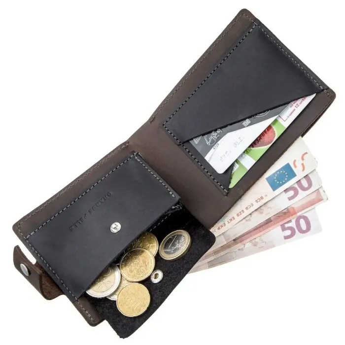 Солідне чоловіче портмоне вінтажне GRANDE PELLE 11230 Коричневе