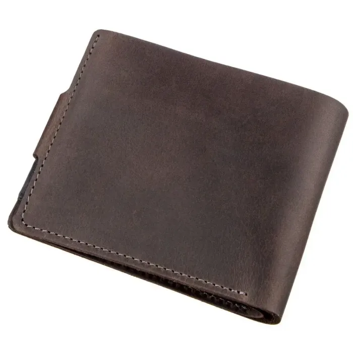 Солідне чоловіче портмоне вінтажне GRANDE PELLE 11230 Коричневе