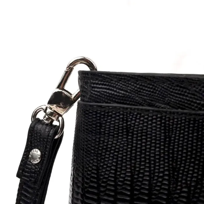 Сучасний гаманець-клатч із натуральної фактурної шкіри KARYA 21134 Чорний