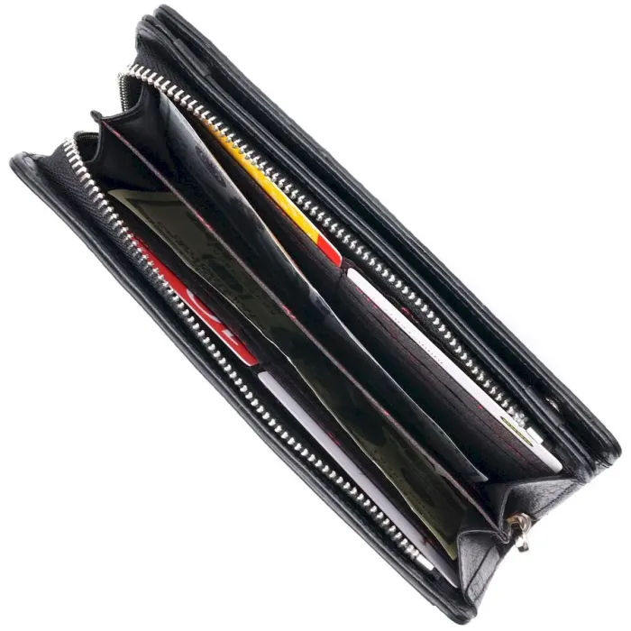 Сучасний гаманець-клатч із натуральної фактурної шкіри KARYA 21134 Чорний