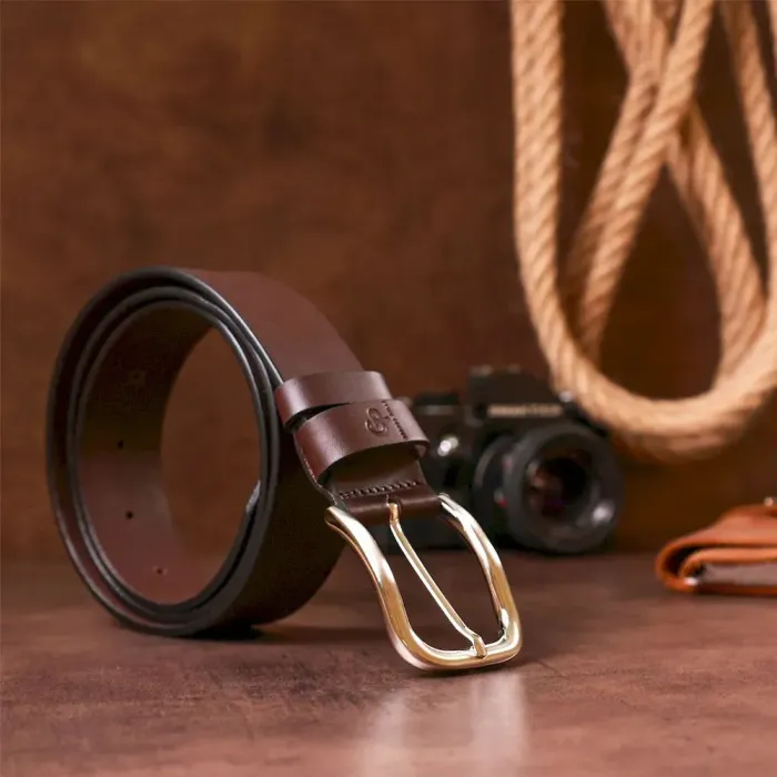 Чоловічий ремень GRANDE PELLE 00779 під джинси Коричневий