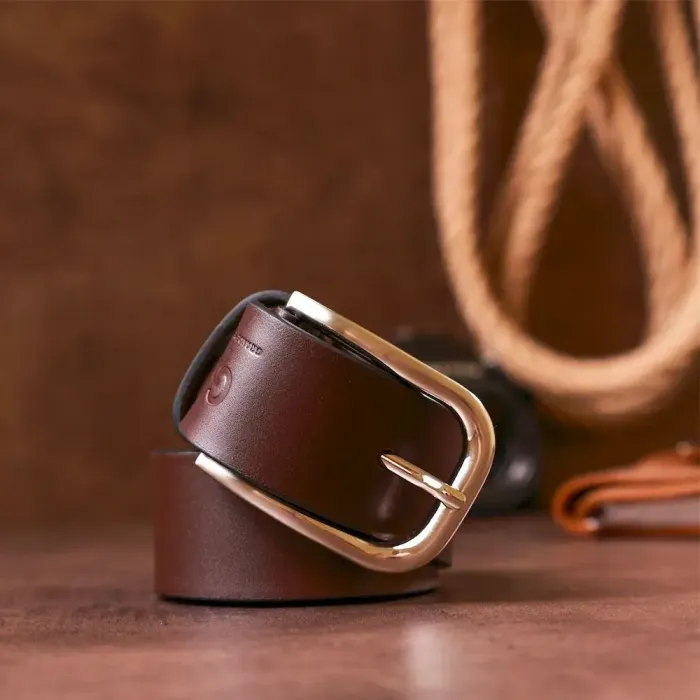 Чоловічий ремень GRANDE PELLE 00779 під джинси Коричневий