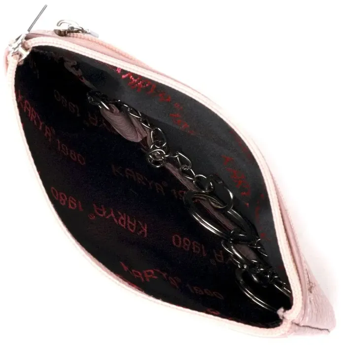 Стильная и функциональная ключница из натуральной кожи KARYA 21213 Пудровый