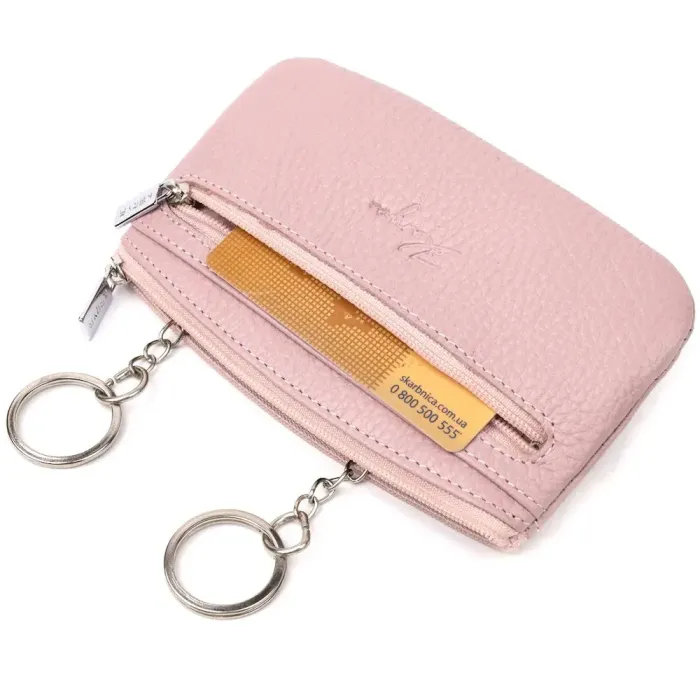 Стильная и функциональная ключница из натуральной кожи KARYA 21213 Пудровый