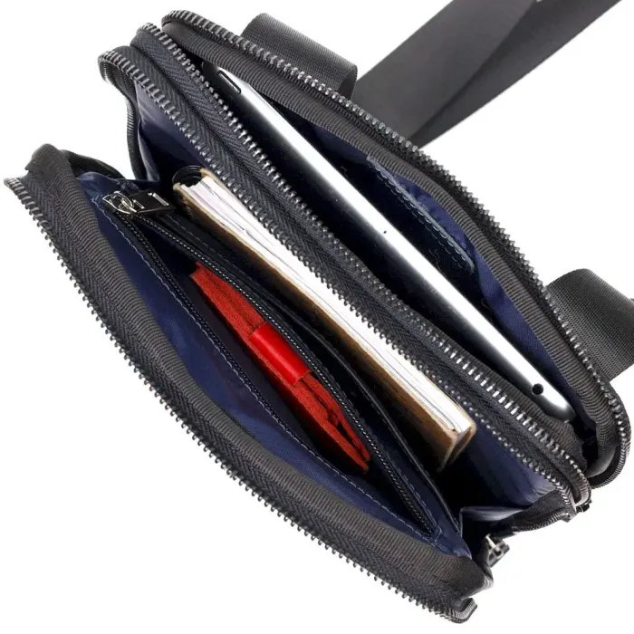 Стильна чоловіча сумка через плече із натуральної шкіри SHVIGEL 22142 Синя