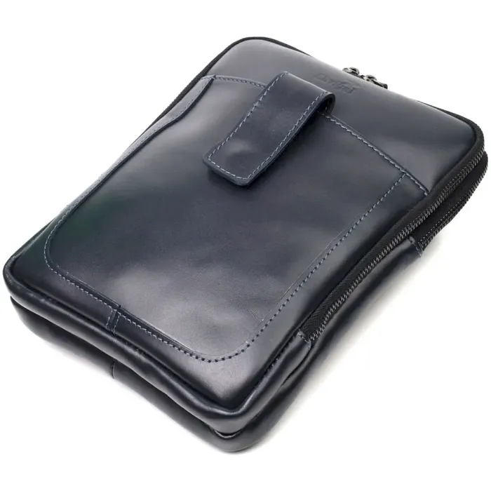 Стильна чоловіча сумка через плече із натуральної шкіри SHVIGEL 22142 Синя