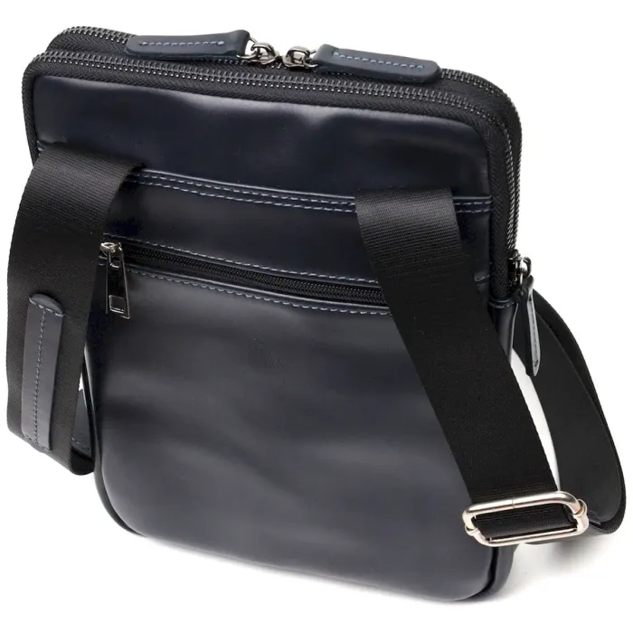 Стильна чоловіча сумка через плече із натуральної шкіри SHVIGEL 22142 Синя