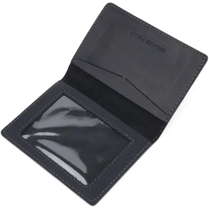 Стильная обложка на военный билет в винтажной коже Карта GRANDE PELLE 16780 Черная