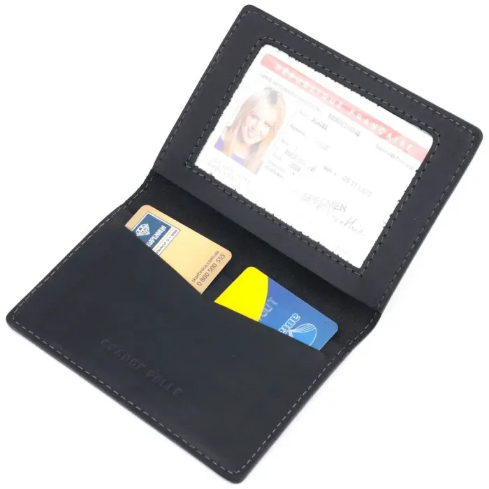 Стильная обложка на военный билет в винтажной коже Карта GRANDE PELLE 16780 Черная