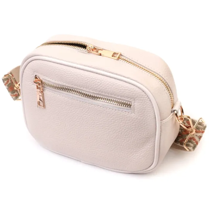 Стильна стьобана сумка жіноча з натуральної шкіри Vintage 22611 Білий