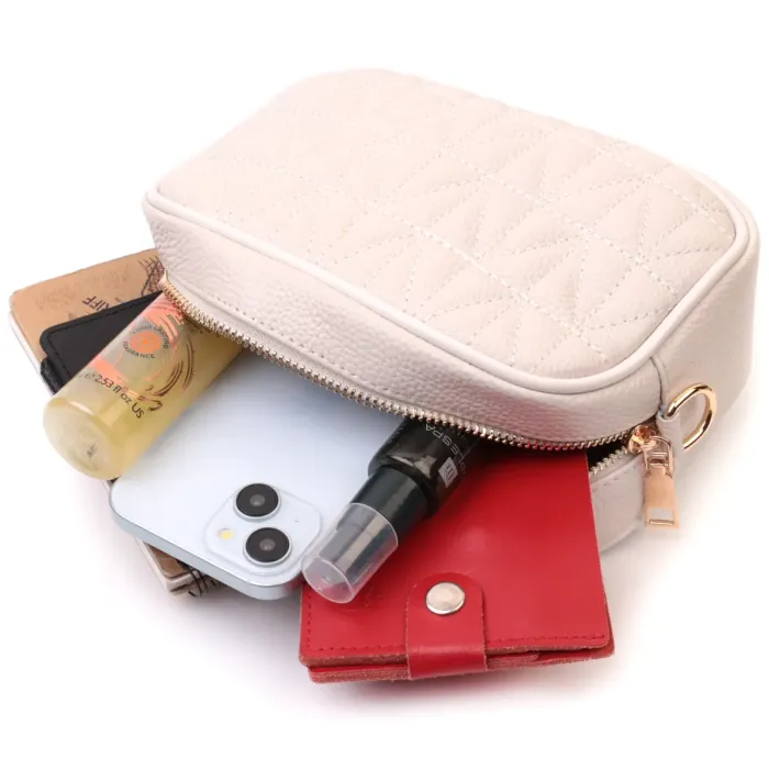 Стильна стьобана сумка жіноча з натуральної шкіри Vintage 22611 Білий