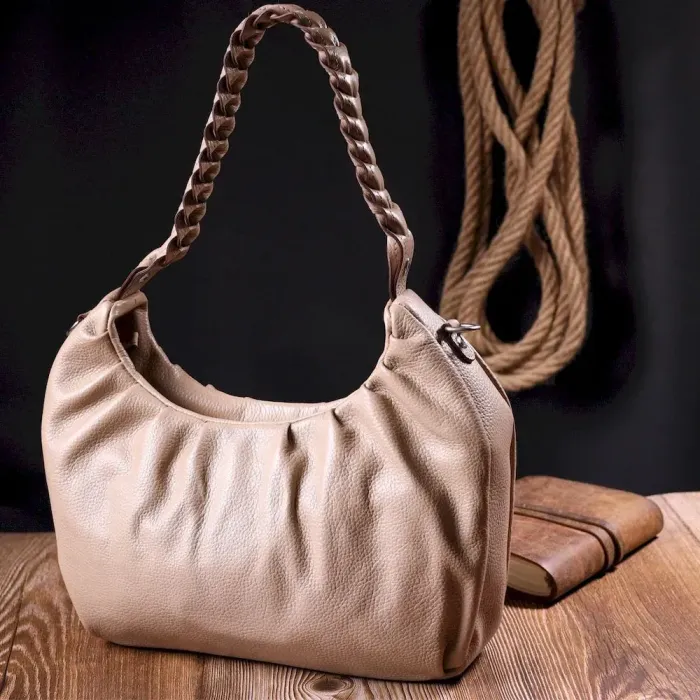 Стильна сумка багет KARYA 20836 шкіряна Бежевий