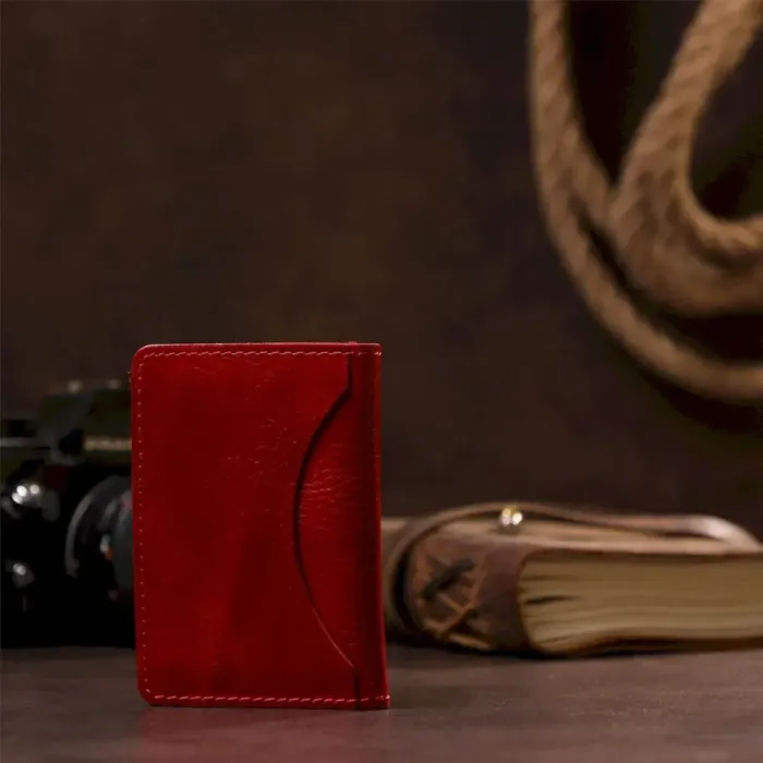 Шкіряна яскрава візитниця Shvigel 00116 червона