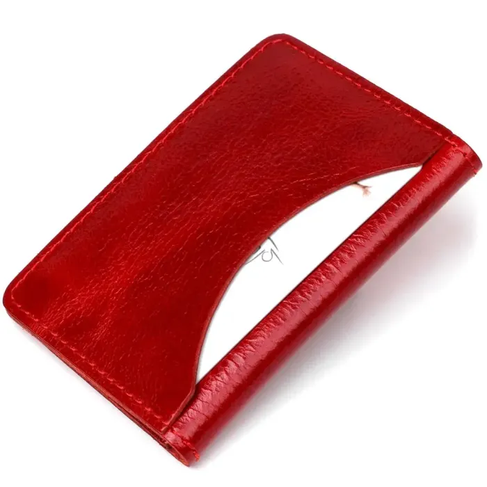 Шкіряна яскрава візитниця Shvigel 00116 червона