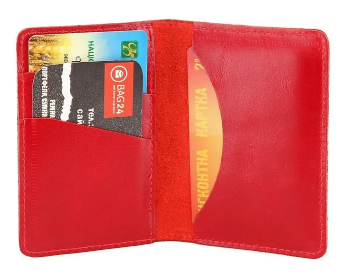 Шкіряна яскрава візитниця Shvigel 00116 червона