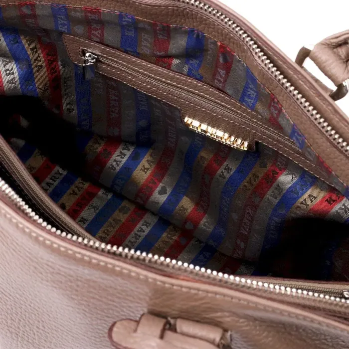 Стильная вместительная женская сумка KARYA 20882 кожаная Бежевый