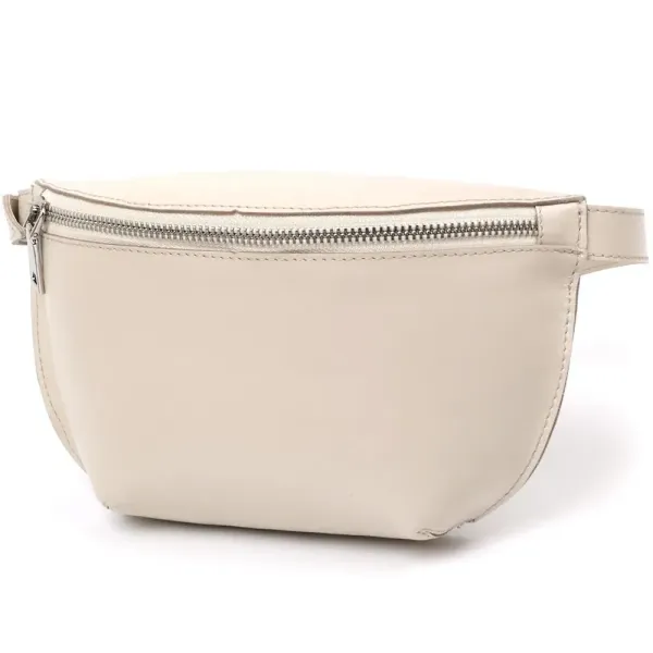 Стильная женская бананка из натуральной кожи Shvigel 16391 Бежевый