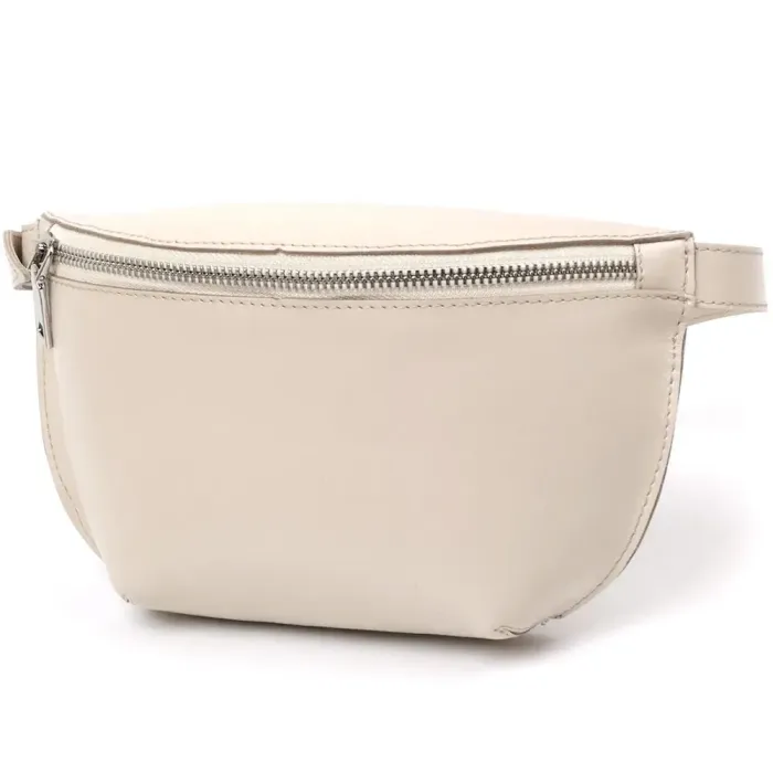 Стильная женская бананка из натуральной кожи Shvigel 16391 Бежевый