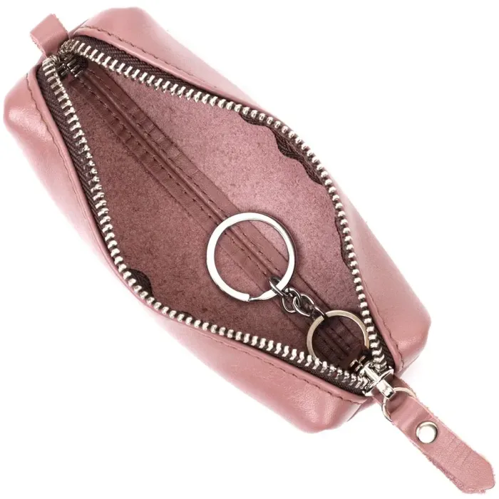 Стильна жіноча шкіряна ключниця GRANDE PELLE 16791 Пудровий