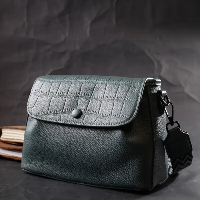 Стильна сумка жіноча з натуральної шкіри Vintage 22332 Синя