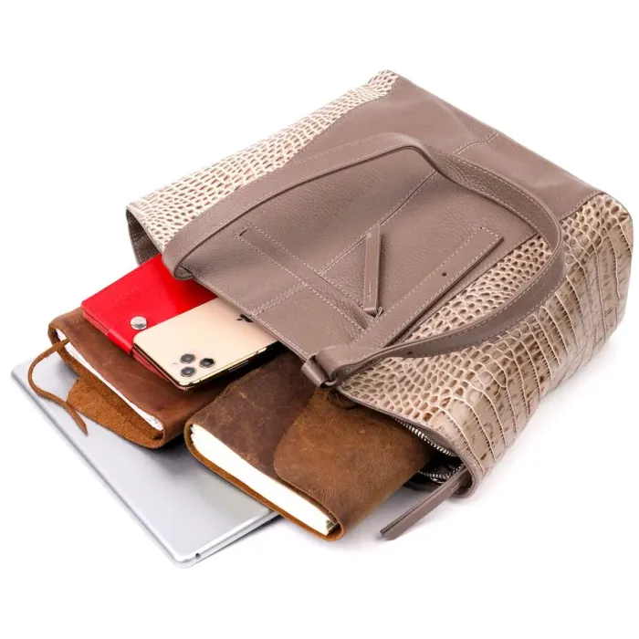 Стильна сумка жіноча KARYA 20832 шкіряна Бежевий