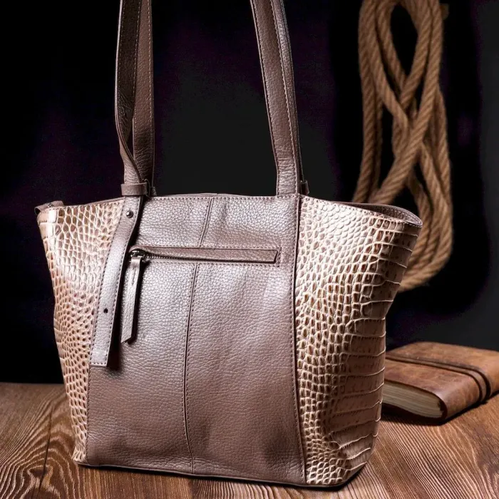 Стильна сумка жіноча KARYA 20832 шкіряна Бежевий