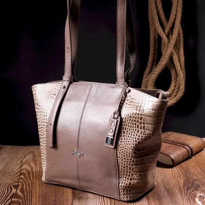 Стильна сумка жіноча KARYA 20832 шкіряна Бежевий