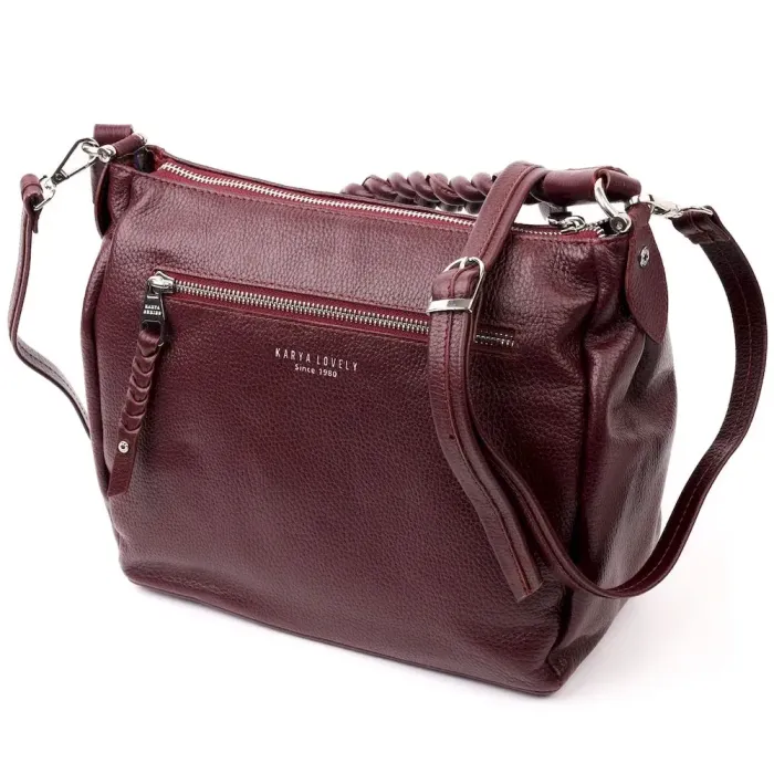 Стильна сумка жіноча KARYA 20869 шкіряна Бордовий
