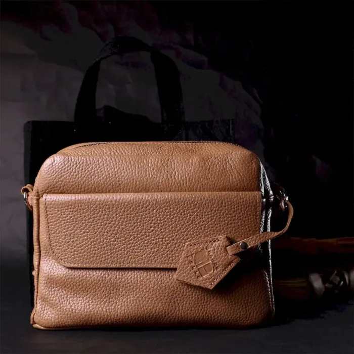 Стильная женская сумка кросс-боди из натуральной кожи GRANDE PELLE 11652 Бежевая