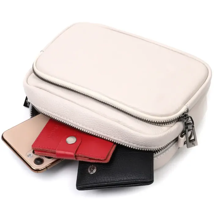 Стильна сумка жіноча крос-боді з натуральної шкіри Vintage 22295 Біла