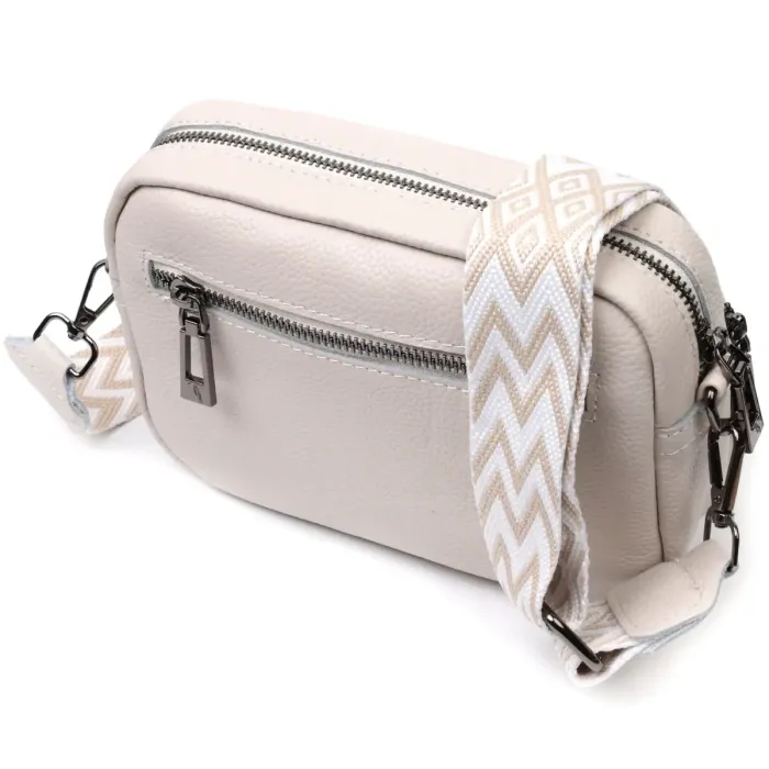 Стильна сумка жіноча крос-боді з натуральної шкіри Vintage 22295 Біла