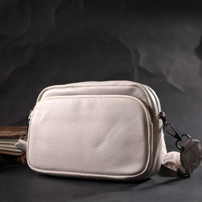 Стильна сумка жіноча крос-боді з натуральної шкіри Vintage 22295 Біла