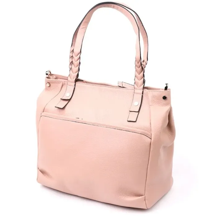 Стильна сумка жіноча з ручками KARYA 20861 шкіряна Пудровий
