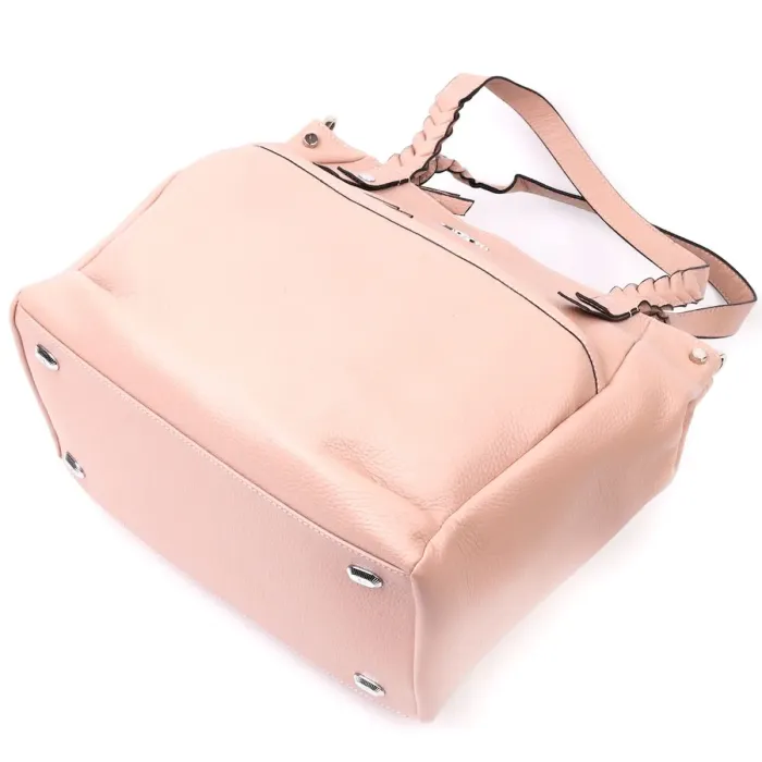 Стильна сумка жіноча з ручками KARYA 20861 шкіряна Пудровий