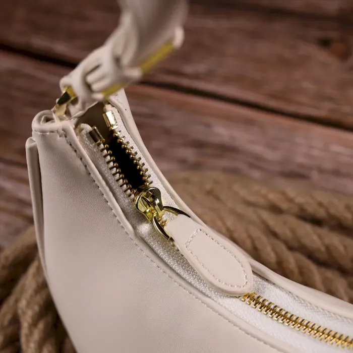 Стильна жіноча сумка-хобо з натуральної гладкої шкіри 21287 Vintage Молочна