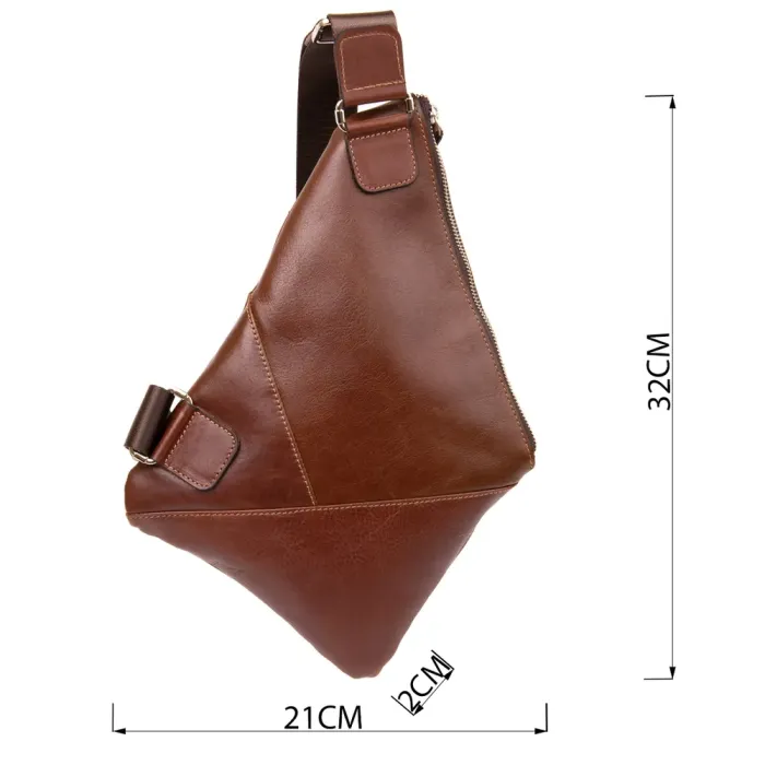 Стильна шкіряна чоловіча сумка через плече GRANDE PELLE 11358 Коричневий