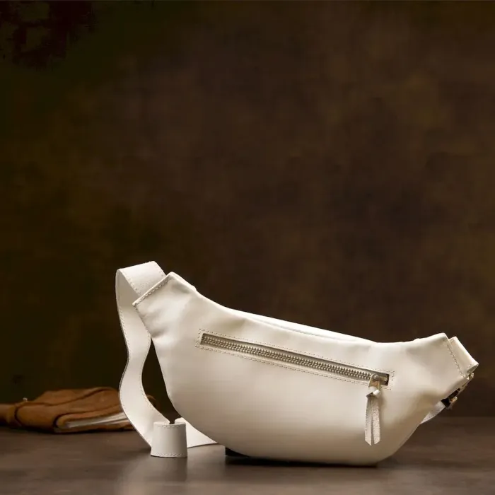 Стильна сумка на пояс GRANDE PELLE 11356 Білий