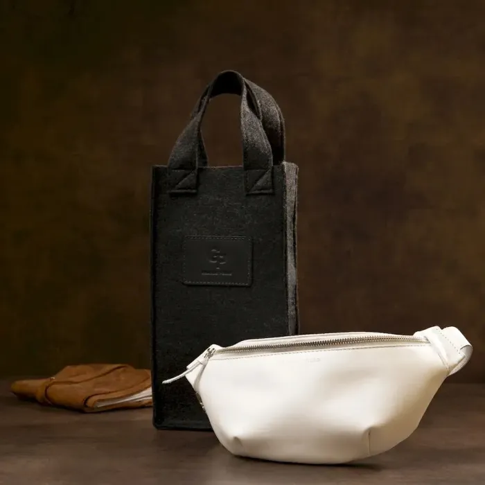 Стильна сумка на пояс GRANDE PELLE 11356 Білий