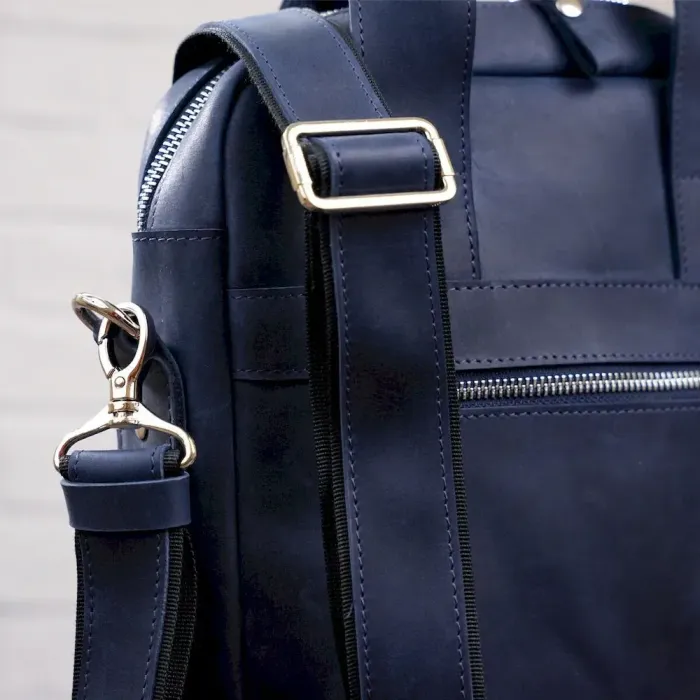 Стильна сумка під А4 вертикального формату в матовій шкірі 11170 SHVIGEL, Синя