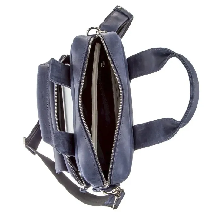 Стильна сумка під А4 вертикального формату в матовій шкірі 11170 SHVIGEL, Синя