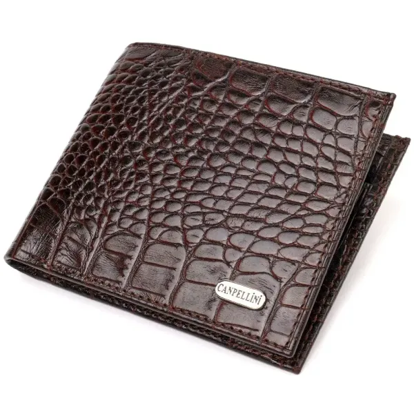 Стильне чоловіче портмоне з натуральної фактурної шкіри з тисненням під крокодила CANPELLINI 21777