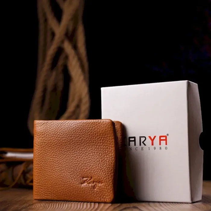 Стильне чоловіче портмоне із зернистої шкіри KARYA 21064 Світло-коричневий