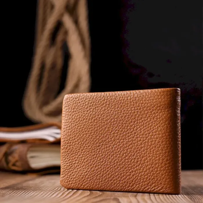 Стильне чоловіче портмоне із зернистої шкіри KARYA 21064 Світло-коричневий