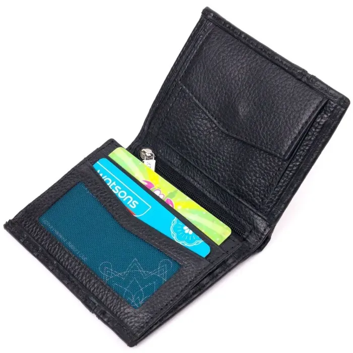 Стильне портмоне для чоловіків із фактурної натуральної шкіри KARYA 21321 Чорний